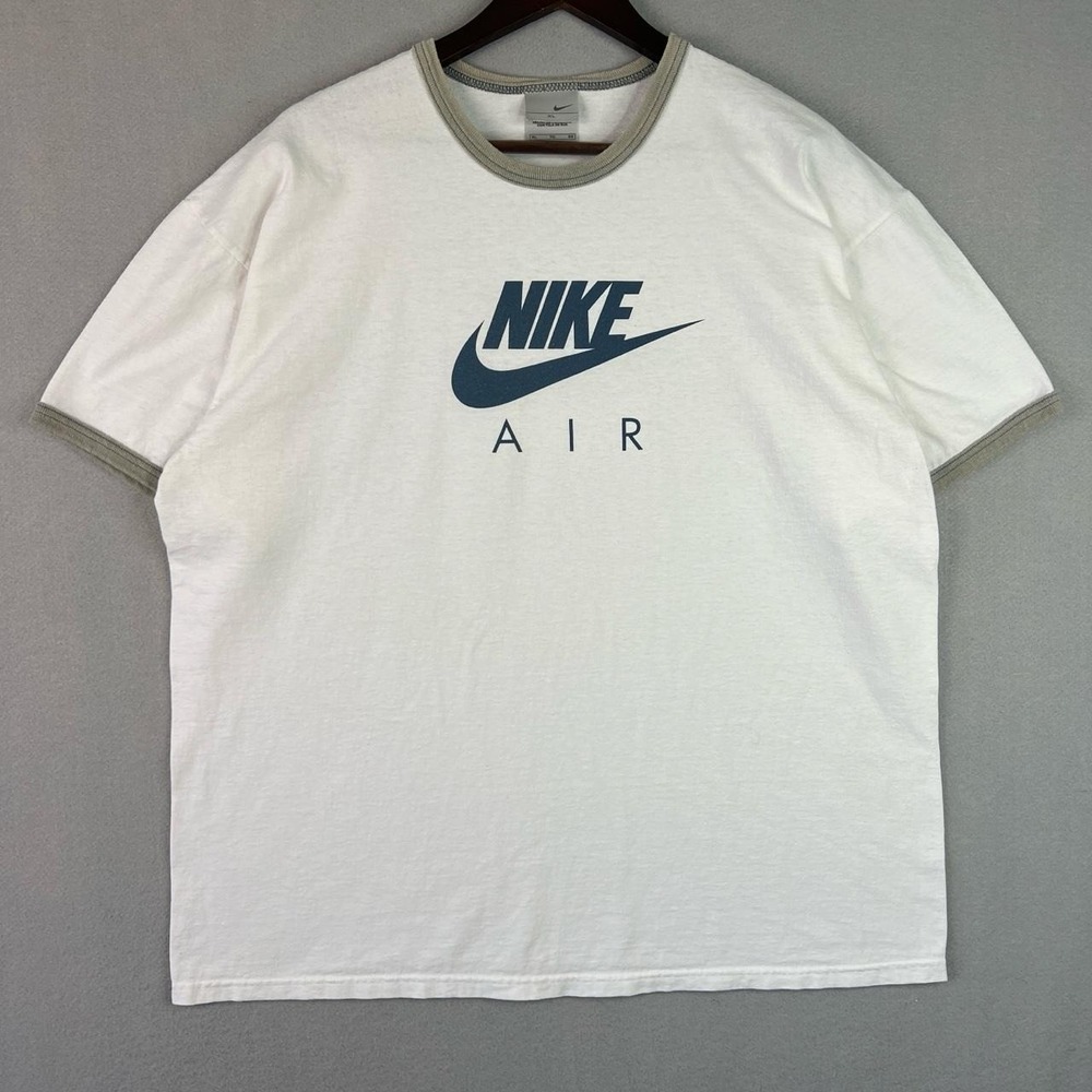 Vintage Nike Air Two Tone Ringer White Silver Tag XL Tee Shirt